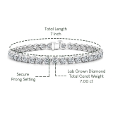 7.00 Ctw Round Lab Grown Diamond Classic Linear Tennis Bracelet, 10K White Gold