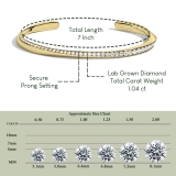 10K Yellow Gold Open Cuff Bangle Bracelet, 1.04 ctw Round Lab Grown Diamond