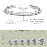 925 Sterling Silver Open Cuff Bangle Bracelet, 1.04 ctw Round Lab Grown Diamond