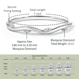 0.13 ctw Marquise Lab Grown Diamond Wave Bangle Bracelet, 925 Sterling Silver