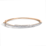 0.95 Cttw Round Lab Grown Diamond Wrap Over Cuff Bangle Bracelet, 10K Rose Gold