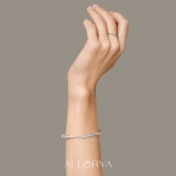 0.95 Cttw Round Lab Grown Diamond Wrap Over Cuff Bangle Bracelet, 10K Rose Gold
