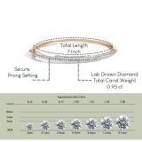 0.95 Cttw Round Lab Grown Diamond Wrap Over Cuff Bangle Bracelet, 10K Rose Gold