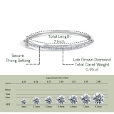 0.95 Cttw Round Lab Grown Diamond Wrap Over Cuff Bangle Bracelet, 925 Sterling Silver
