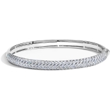 0.72 Ctw Round Lab Grown Diamond Chevron Style Bangle Bracelet, 925 Sterling Silver