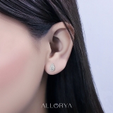 Pear Shape Cluster Halo Screw Back Stud Earrings, 0.94 ctw Round Lab Grown Diamond in 925 Sterling Silver