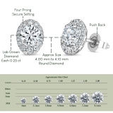 925 Sterling Silver Oval Filigree Framed Stud Earrings, 0.84 Ctw Round Lab Grown Diamond, Push Back