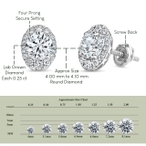 925 Sterling Silver Oval Filigree Framed Stud Earrings, 0.84 Ctw Round Lab Grown Diamond, Screw Back
