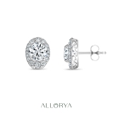 IGI Certified 925 Sterling Silver Oval Filigree Framed Stud Earrings, 1.34 Ctw Round Lab Grown Diamond, Push Back