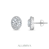 IGI Certified 925 Sterling Silver Oval Filigree Framed Stud Earrings, 1.34 Ctw Round Lab Grown Diamond, Screw Back