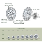 IGI Certified 925 Sterling Silver Oval Filigree Framed Stud Earrings, 1.34 Ctw Round Lab Grown Diamond, Screw Back