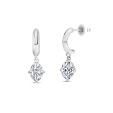 0.75 Ctw Oval Lab Grown Diamond Solitaire Classic Drop Earrings for Women in 10K White Gold in Push Back