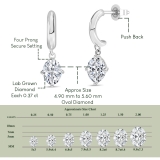 0.75 Ctw Oval Lab Grown Diamond Solitaire Classic Drop Earrings for Women in 10K White Gold in Push Back