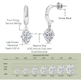 0.75 Ctw Oval Lab Grown Diamond Solitaire Classic Drop Earrings for Women in 10K White Gold in Screw Back