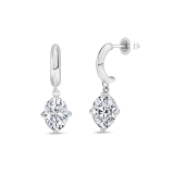 IGI Certified 1.50 Ctw Oval Lab Grown Diamond Solitaire Classic Drop Earrings for Women in 10K White Gold in Push Back