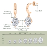 IGI Certified 1.50 Ctw Oval Lab Grown Diamond Solitaire Classic Drop Earrings for Women in 10K White Gold in Screw Back