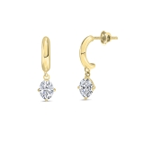 0.25 Ctw Oval Lab Grown Diamond Solitaire Classic Drop Earrings for Women in 10K Yellow Gold in Screw Back
