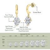 0.25 Ctw Oval Lab Grown Diamond Solitaire Classic Drop Earrings for Women in 10K Yellow Gold in Screw Back
