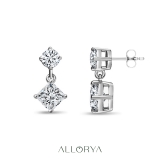 0.50 Ctw Princess & 0.18 Ctw Round Lab Grown Diamond Minimalist Drop Earrings for Her in 10K White Gold in Push Back