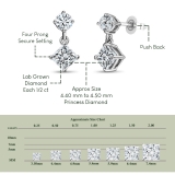 0.50 Ctw Princess & 0.18 Ctw Round Lab Grown Diamond Minimalist Drop Earrings for Her in 10K White Gold in Push Back