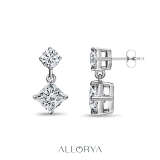 0.75 Ctw Princess & 0.18 Ctw Round Lab Grown Diamond Minimalist Drop Earrings for Her in 10K White Gold in Push Back