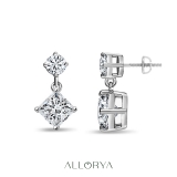 IGI Certified 1.00 Ctw Princess & 0.18 Ctw Round Lab Grown Diamond Minimalist Drop Earrings for Her in 10K White Gold in Screw Back