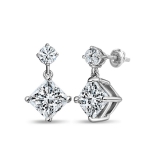 IGI Certified 2.00 Ctw Princess & 0.18 Ctw Round Lab Grown Diamond Minimalist Drop Earrings for Her in 10K White Gold in Screw Back