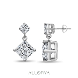 IGI Certified 2.00 Ctw Princess & 0.18 Ctw Round Lab Grown Diamond Minimalist Drop Earrings for Her in 10K White Gold in Screw Back