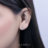925 Sterling Silver Drop Earrings, 0.75 ctw Emerald & Round Lab Grown Diamond in Push Back