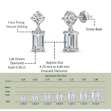 925 Sterling Silver Drop Earrings, 0.75 ctw Emerald & Round Lab Grown Diamond in Screw Back