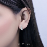 925 Sterling Silver Drop Earrings, IGI Certified 2.00 ctw Emerald & Round Lab Grown Diamond in Push Back