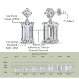 925 Sterling Silver Drop Earrings, IGI Certified 2.00 ctw Emerald & Round Lab Grown Diamond in Push Back