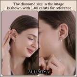 10K White Gold Drop Earrings, 6x4mm Cultured Freshwater Pearl & 0.75 CT Round Lab Grown Diamond in Screw Back