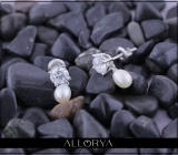 10K White Gold IGI Certified Drop Earrings, 6x4mm Cultured Freshwater Pearl & 1.00 CT Round Lab Grown Diamond in Push Back