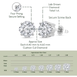 IGI Certified 1.00 Cttw Cushion Lab Grown Diamond Solitaire Earrings ,10K White Gold in Push Back
