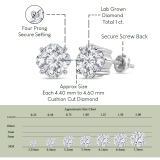 IGI Certified 1.00 Cttw Cushion Lab Grown Diamond Solitaire Earrings ,10K White Gold in Screw Back