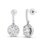 IGI Certified 2.20 Cttw Round Lab Grown Diamond Halo Earrings, 10K White Gold in Screw Back