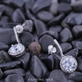 IGI Certified 2.20 Cttw Round Lab Grown Diamond Halo Earrings, 10K White Gold in Screw Back