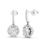 IGI Certified 2.20 Cttw Round Lab Grown Diamond Halo Earrings, 18K White Gold in Push Back
