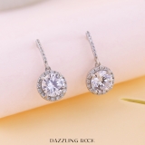 IGI Certified 2.20 Cttw Round Lab Grown Diamond Halo Earrings, 18K White Gold in Push Back