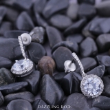 IGI Certified 2.20 Cttw Round Lab Grown Diamond Halo Earrings, 18K White Gold in Push Back