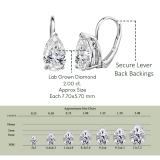 IGI Certified 2.00 Cttw Pear Lab Grown Diamond Solitaire Lever Back Earrings, 10K White Gold