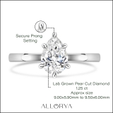 IGI Certified 1.25 Carat Pear Shape Lab Grown White Diamond Sparkling Solitaire Engagement Ring for Women in 10K White Gold