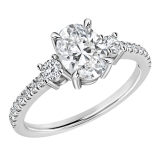 925 Sterling Silver Three Stone Anniversary Ring for Women with 0.75 ctw, Oval (0.50 ct) & Round (0.25 ct) Lab Grown White Diamond