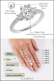 925 Sterling Silver Three Stone Anniversary Ring for Women with 0.75 ctw, Oval (0.50 ct) & Round (0.25 ct) Lab Grown White Diamond