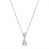 IGI Certified 10K White Gold Two Stone Dangling Pendant with 18 inch Gold Chain for Women with 2.20 cttw Pear & Round Lab-Grown White Diamond