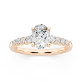 IGI Certified Oval (1.00 CT) & Round (0.23 CT) Lab Grown White Diamond Solitaire Engagement Ring for Women in 10K Solid Rose Gold