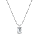 IGI Certified 1.00 Cttw Emerald Solitaire Lab Grown Diamond 4 Prong Pendant with 18 inch Silver Chain, 10K Solid White Gold