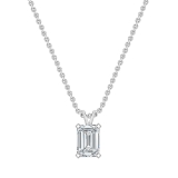 IGI Certified 2.50 Cttw Emerald Solitaire Lab Grown Diamond 4 Prong Pendant with 18 inch Silver Chain, 925 Sterling Silver