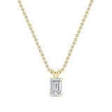 IGI Certified 1.00 Cttw Emerald Solitaire Lab Grown Diamond 4 Prong Pendant with 18 inch Gold Chain, 14K Solid Yellow Gold